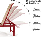 Lounge Chairs, 2-Pack Red Aluminum Recliners with 5 Reclining Positions