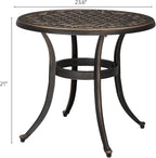 Side Table, 24-Inch Round Cast Aluminum Outdoor Table in Bronze