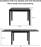 Grand patio 5-Piece Outdoor Dining Set, 4 Leather-Look Wicker Swivel Patio Chairs & 1 Expandable Dining Table, Black
