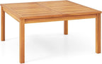 Tangkula Patio Wood Coffee Table, Solid Acacia Wood 35.5 Inches Side Table with Slatted Tabletop, Outdoor Square Table for Backyard, Porch, Balcony