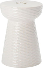 Safavieh Castle Gardens Collection Daphne White Glazed Ceramic Garden Stool