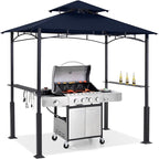 ABCCANOPY 8x5 Grill Gazebo - Outdoor BBQ Canopy Shelter with Led Light for Patio Backyard Grilling (Navy Blue)