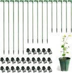 30 Pcs Plant Support Stakes with 30 Pcs Plant Clips Garden Floral Flower Support Single Stem Support Stake for Phalaenopsis Orchid Flower Roses Amaryllis