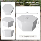UPHA Outdoor Hexagon Coffee Table, Small Modern Minimalist Accent Tables, Low Light Concrete Center Table for Living Room, Outside Patio, Deck, 28×24.2×15.4, Pure White