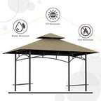 Grill Gazebo Replacement Canopy Top - AONEAR 5'x8' Outdoor BBQ Tent Roof Cover Double Tiered Outdoor Grill Shelter Fit for Model L-GG001PST-F (Khaki)