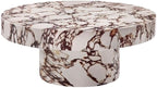 Modway Alora Round Concrete Coffee Table with Faux Stone Finish in Red Marble - Cement Accent Table for Living Room - Stone Patio Center Table - Indoor Outdoor 34 Inch Low Coffee Table