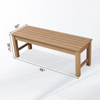 Psilvam Outdoor Bench, Two Person Poly Lumber Porch Bench, Weatherproof Garden Bench That Never Rot and Fade, All-Weather Patio Bench Suit for Garden, Porch, and Park (Teak Color)