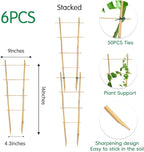 Bamboo Trellis 16" Ladder Vertical Gardening Plant Trellis for Climbing Plants Orchid Monstera and Indoor Potted Plants-6 Pack