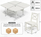 Outdoor Dining Set, HDPE 9-Piece Patio Table and Chairs Set, All-Weather Outdoor Dining Table Set for 8 with Umbrella Hole, Durable Patio Furniture Set with Chairs,White
