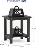 Side Table Set of 2, 16-Inch HIPS Outdoor End Tables in Dark Grey