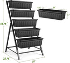 SEJOV 2 Pack Vertical Raised Garden Bed, 5 Tiers Elevated Planter Box for Herbs Vegetables Flowers, Graden Vertical Planter with Drainage System for Patio Balcony Garden Outdoor Indoor Plants, Black