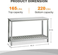 Bar Table, 49-Inch Gray Wood Console with 2 Tiers for Patio Use