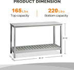 Bar Table, 49-Inch Gray Wood Console with 2 Tiers for Patio Use