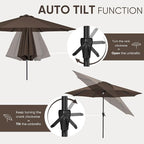Tempera Patio Market Outdoor Table Umbrella with Auto Tilt and Crank, Large Sun Umbrella with Sturdy Pole & Fade Resistant Canopy, Easy to Set