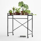 Zhongma 1 Tier Sturdy Metal Plant Stand with Wheels, 40.5x16x40.4 in High, Heavy Duty Succulent Shelf for Home Indoor and Outdoor, 220 LBS Capacity & Heavy Duty Construction