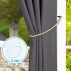 NICETOWN Patio Outdoor Curtain Grey Waterproof, Gazebo Covers for Shade and Rain, Outside Privacy Protection Light Blocking Thick Curtains for Winter, 1 Panel, W52 x L95 Inch, Grey