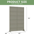 Casaphoria Metal Privacy Screen Outdoor, 72" H x 47" W Freestanding Decorative Privacy Screen for Patio Deck Balcony Garden with Stable Base, Grey-Benjamin