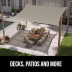GORILLA GRIP Heavy Duty Sun Shade, UV Protection Fade Tear and Rust Resistant Rectangle Sunshade Canopy, Curved Edges Blocks Sunlight, Breathable Sail, Outdoor Patio, Lawn Garden 12x12 FT Gray