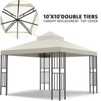 Sumfaller 10x10 FT Gazebo Replacement Canopy Top Cover – Beige