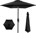 Best Choice Products 7.5ft Heavy-Duty Round Outdoor Market Table Patio Umbrella w/Steel Pole, Push Button Tilt, Easy Crank Lift - Black