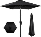 Best Choice Products 7.5ft Heavy-Duty Round Outdoor Market Table Patio Umbrella w/Steel Pole, Push Button Tilt, Easy Crank Lift - Black