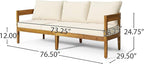 Brooklyn Outdoor 3 Seater Sofa with Cushions - Acacia Wood - Teak/Beige