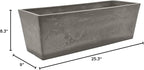 Arcadia Garden Products U65CT Plastic/Stone/Wood Composite Simplicity Window Box, No Drainage Hole (Drillable), Patio Plant Container, Indoor Outdoor Planter, 25.5" x 9, Cement Color