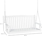 Best Choice Products 48in Wood Porch Swing Outdoor Patio Hanging Bench Chair Furniture for Deck, Garden, Yard w/Mounting Chains, Curved Back Design, 500lb Weight Capacity - White