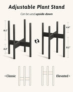 Adjustable Plant Stand Indoor, Bamboo Plant Stand Fits 8 9 10 11 12 Inches, Small Corner Planter Holder for Indoor Plants, Single Floor Plant Stands for Living Room Balcony, Pure Black
