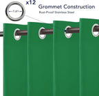 PureFit Outdoor Curtains for Patio Waterproof Weatherproof, UV Resistant Outside Curtains for Gazebo, Front Porch, Pergola, Sun Blocking Privacy Curtain, 100W x 108L inch, 1 Panel, Green