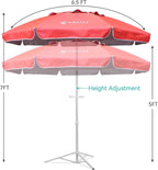 AMMSUN Shade Umbrella, Premium Portable Umbrella with Stand, 6.5ft Lightweight Free Standing Canopy for Sporting Games, Adjustable Instant Sun Protection and Easy to Carry, Pink