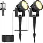 Warm White Spot Lights, Outdoor 3000K LED Spotlights, Outside Landscape Lighting IP65 Waterproof Garden Uplights for Lawn Front Porch Driveway Decorative, 2 Lights
