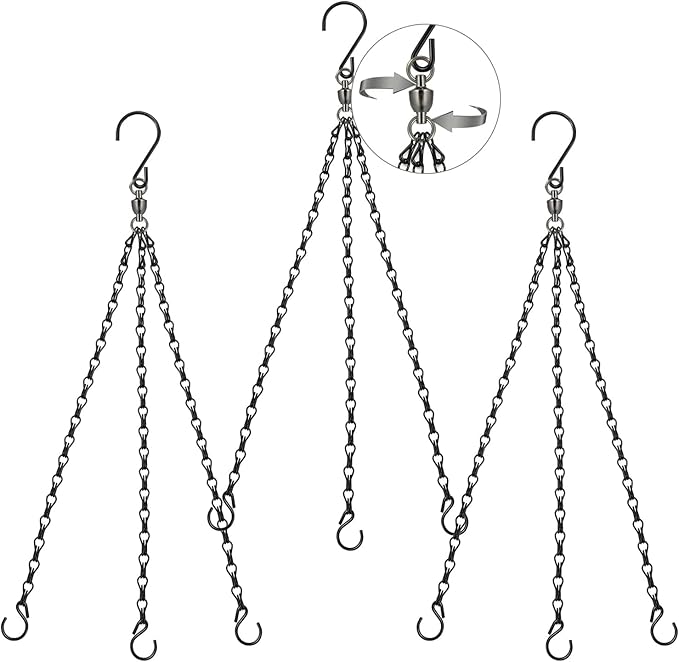 Heybe Swivel Hanging Basket Chains 23 Inches 3 Leads Hanging Chains Flower Pot Hanger Replacement Plant Hangers for Planters and Lanterns, Pack of 3 (3 Legs-Swivel)