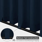 Easy-Going Outdoor Patio Curtains Detachable Tab Top Windproof Weatherproof Curtain for Cabana, Porch, Pergola and Gazebo, Tab Bottom Drape, 2 Panels, 110W x 84L inch, Navy