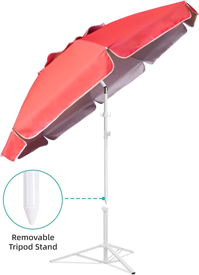 AMMSUN Shade Umbrella, Premium Portable Umbrella with Stand, 6.5ft Lightweight Free Standing Canopy for Sporting Games, Adjustable Instant Sun Protection and Easy to Carry, Pink