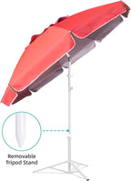 AMMSUN Shade Umbrella, Premium Portable Umbrella with Stand, 6.5ft Lightweight Free Standing Canopy for Sporting Games, Adjustable Instant Sun Protection and Easy to Carry, Pink