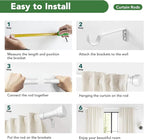 Curtain Rods for Windows 66 to 120, 1 Inch Adjustable White Extra Long Heavy Duty Curtain Rod, Modern Style Indoor Outdoor Window Drapery Rods with End Caps, Size 32" - 120"