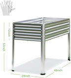 Galvanized Raised Garden Bed with Legs, 48 gallons, 48"x24"x32" Large Metal Elevated Planter Boxes with Drainage Holes,for Vegetables, Flowers, Backyard, Patio, Balcony