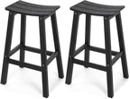 Stoog All-Weather Bar Stools Set of 2, 28" Height Outdoor Bar Stools with 400 lbs Weight Capacity, Low Maintenance, for Patio, Deck, Kitchen Counter, and Garden, Black