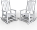 Oversized Rocking Chair Set of 2, Outdoor Rocking Chair for Adults, All Weather Resistant Porch Rocker for Lawn Garden, White