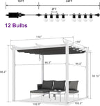 PURPLE LEAF 10' x 10' Outdoor Aluminum Pergola White Heavy-Duty Retractable Pergola with Light Patio Metal with Double Sun Shade Canopy for Backyard Gardens Deck, Grey