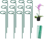 FEED GARDEN 16 Inch 12 Pack Plant Support Stakes, Metal Garden Flower Stakes and Supports for Outdoor Plants, Plant Stem Support with 24 Twist Ties for Amaryllis Lily Rose Peony Tomatoes Gladiolus