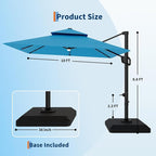 Garvee 10 ft Cantilever Patio Umbrella with Solar Lights, 360° Rotation Offset Umbrella, Easy Crank & Tilt Adjustment, UV Protection for Backyard, Poolside, Deck -Turquoise