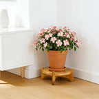 2 Pack Bamboo Plant Stand, Mid Century Modern Planter Stand, Detachable Flower Pot Holder, Sturdy Potted Plant Rack for Indoor Outdoor Garden Home, Fits Up to 8 Inch Planter (Pot Not Included)