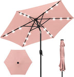 Best Choice Products 7.5ft Outdoor Solar Market Table Patio Umbrella for Deck, Pool w/Tilt, Crank, LED Lights - Rose Quartz