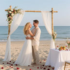 Outdoor Curtains: Ivory Sheer Wedding Arch Drapes, 2 Panels, 29 x 240 Inch