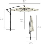 Best Choice Products 10ft Offset Hanging Market Patio Umbrella w/Easy Tilt Adjustment, Polyester Shade, 8 Ribs for Backyard, Poolside, Lawn and Garden - Ivory