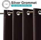 NICETOWN Outdoor Curtain for Patio Waterproof Extra Long 108" Length, Thermal Insulated Stainless Steel Grommet Blackout Privacy Drape for Porch, 1 Panel, 52" Wide, Toffee Brown