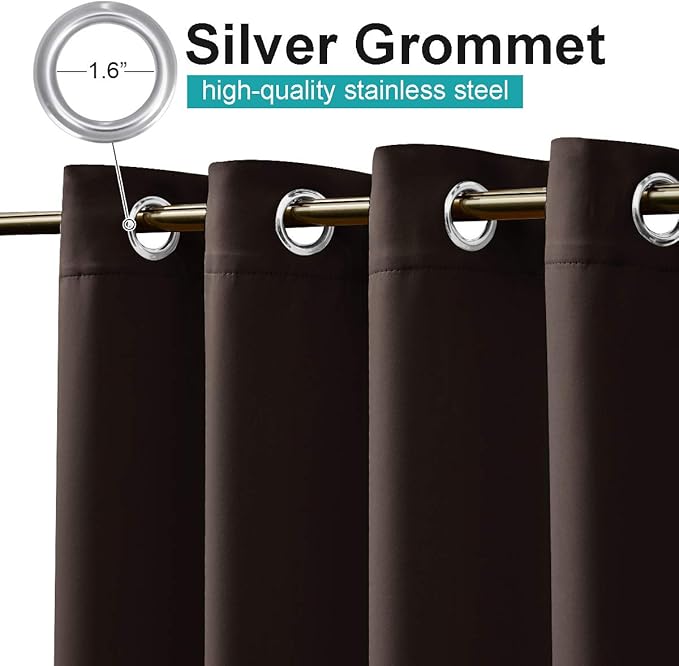 NICETOWN 2 Panels Patio Outdoor Curtains Waterproof, Thermal Insulated Rustproof Grommet Blackout Outdoor Indoor Window Treatments for Gazebo/Playground, W52 x L95 Inch, Brown