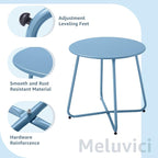 Patio Outdoor Side Table Waterproof Round Metal Steel Small Side Table Weather Resistant Portable Outdoor and Indoor End Table for Garden Balcony Yard, Blue